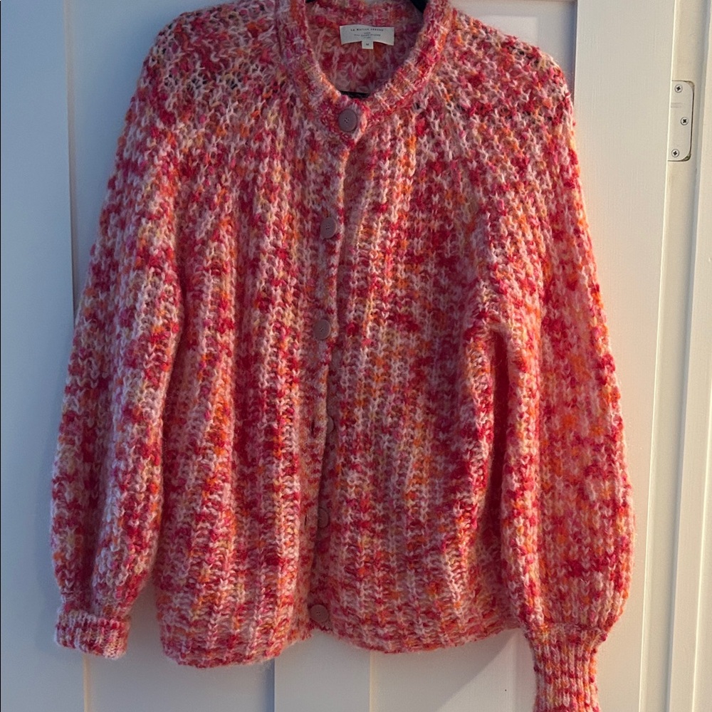 Sezane Emile Cardigan medium Knit Women's Sweater multi colored red/pink